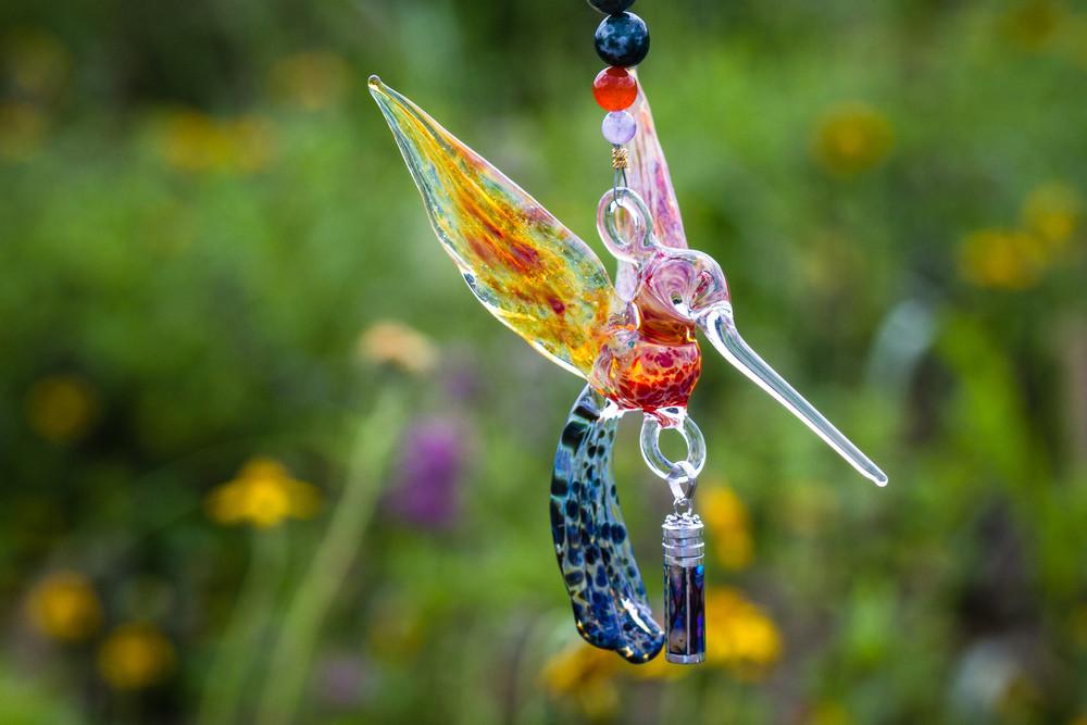 Yellow and Red Hummingbird with Keepsake Vial