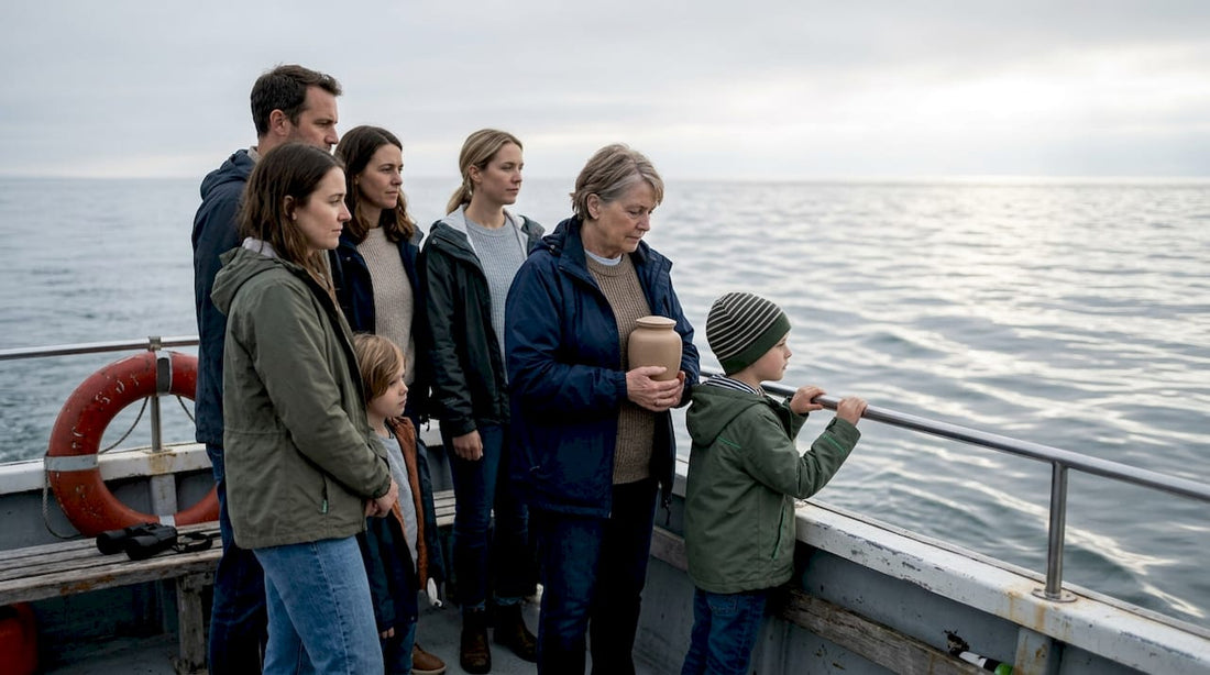 Family gathered for sea memorial ceremony
