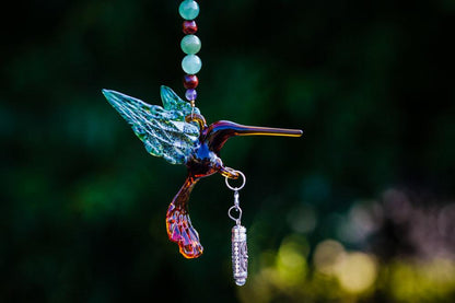 Tan and Green Hummingbird with Keepsake Vial